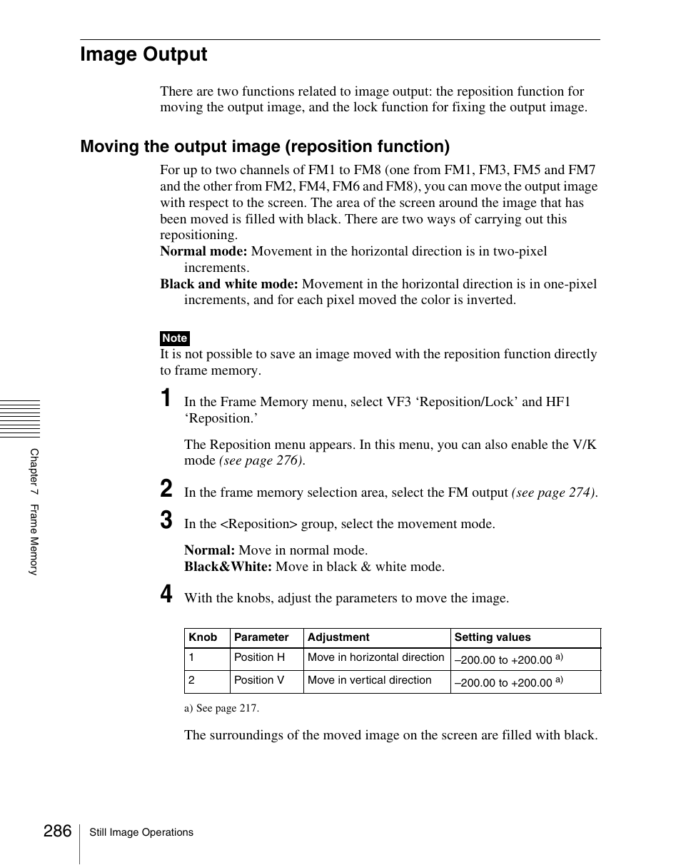 Image output, Moving the output image (reposition function) | Sony Multi Interface Shoe Adapter User Manual | Page 286 / 1094