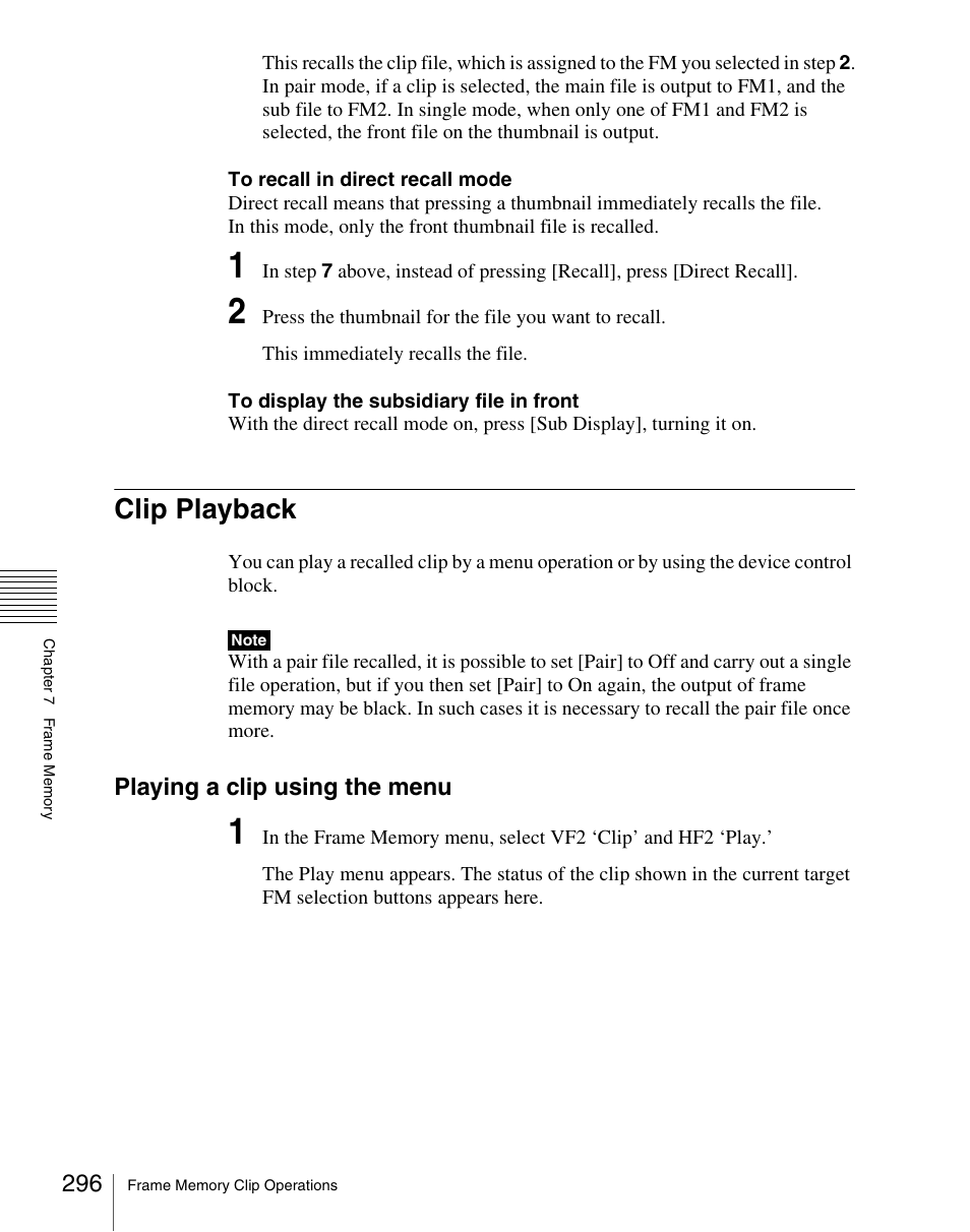 Clip playback, Playing a clip using the menu | Sony Multi Interface Shoe Adapter User Manual | Page 296 / 1094