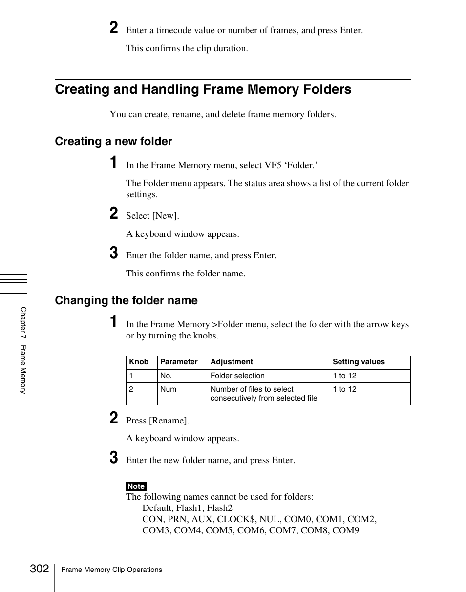 Creating and handling frame memory folders | Sony Multi Interface Shoe Adapter User Manual | Page 302 / 1094