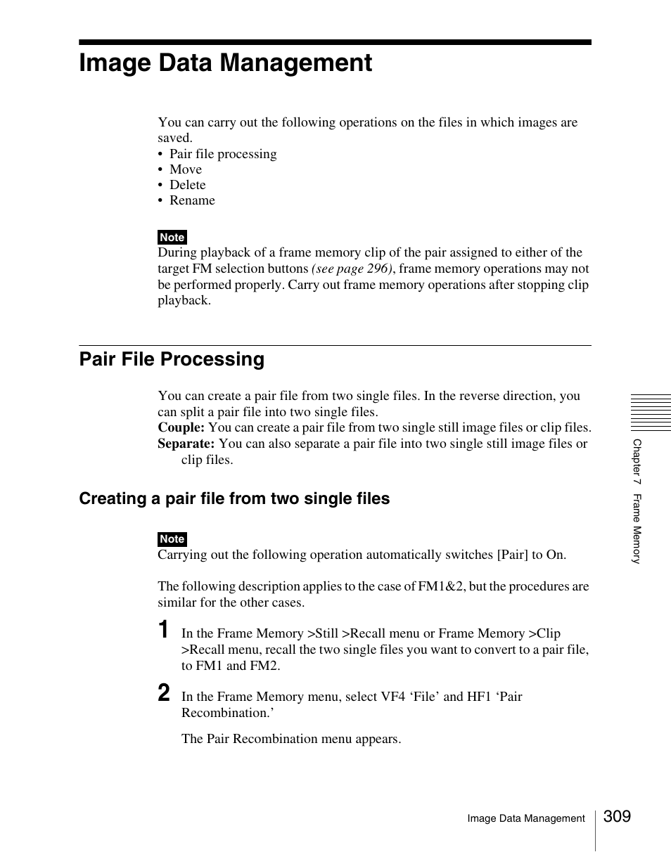 Image data management, Pair file processing, Creating a pair file from two single files | Sony Multi Interface Shoe Adapter User Manual | Page 309 / 1094