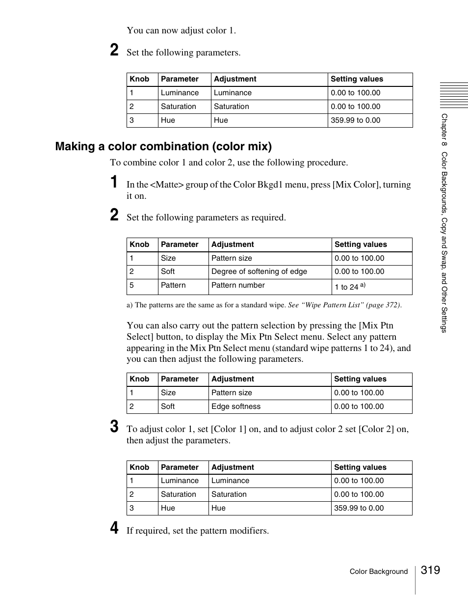 Making a color combination (color mix) | Sony Multi Interface Shoe Adapter User Manual | Page 319 / 1094