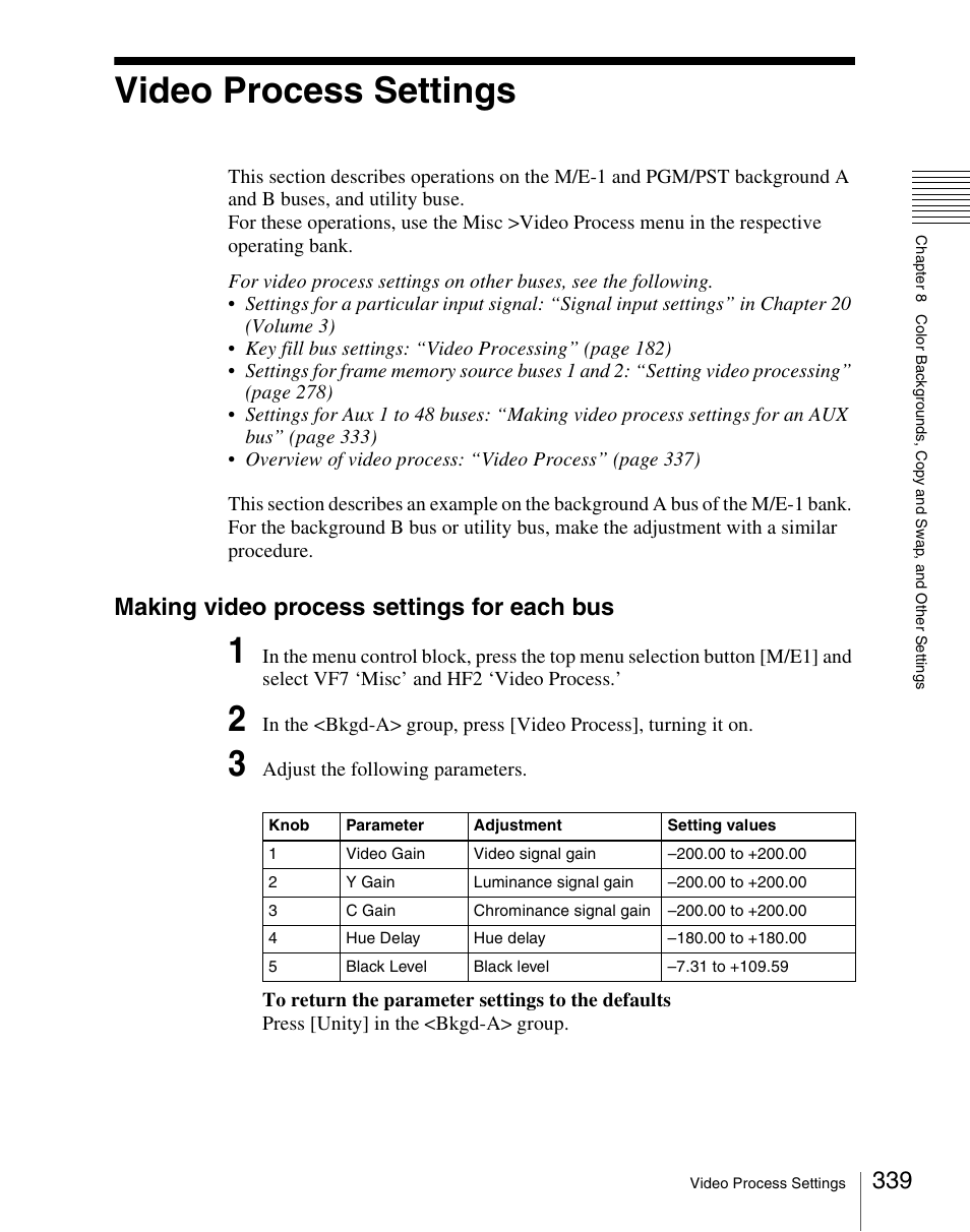 Video process settings, Making video process settings for each bus | Sony Multi Interface Shoe Adapter User Manual | Page 339 / 1094