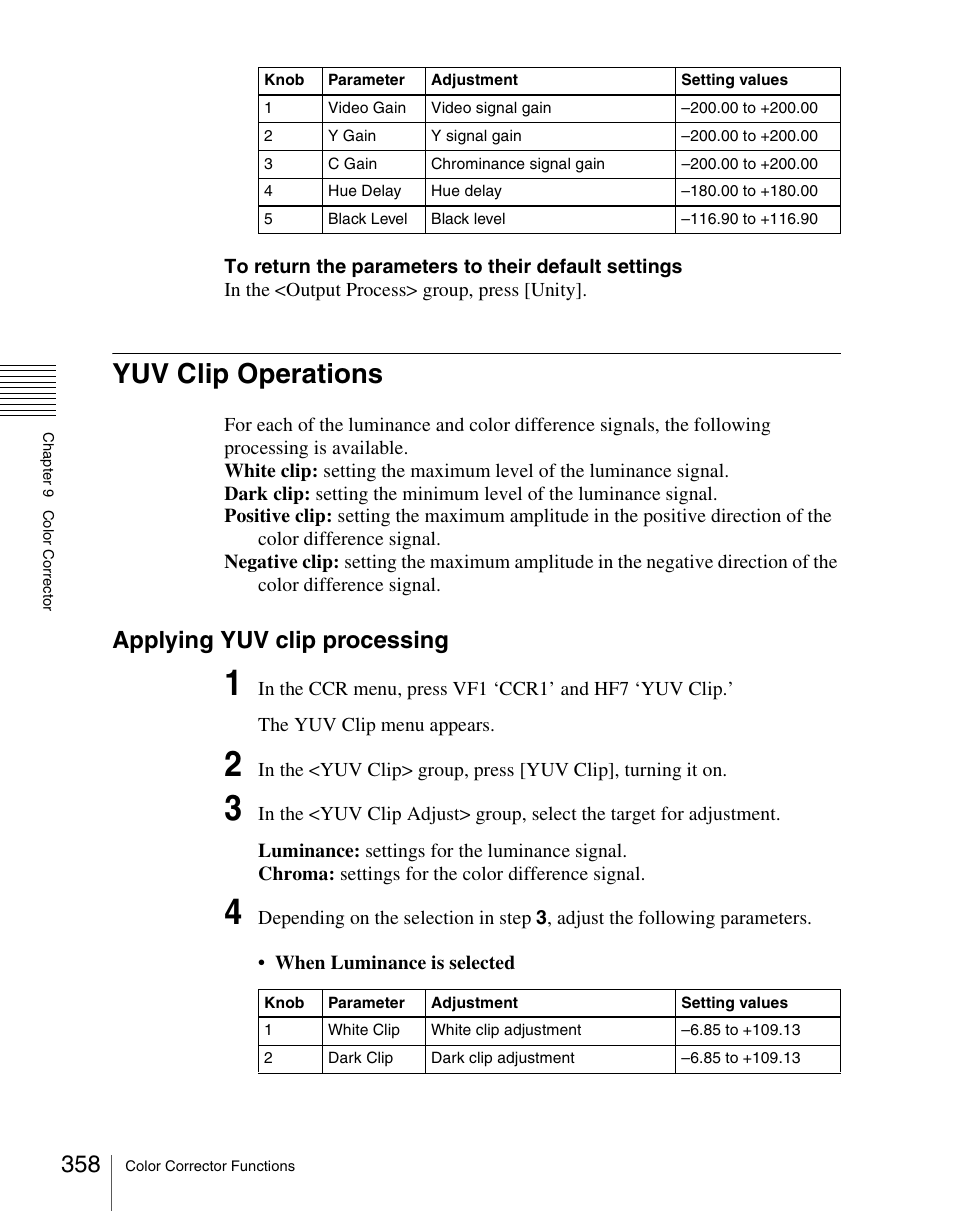 Yuv clip operations, Applying yuv clip processing | Sony Multi Interface Shoe Adapter User Manual | Page 358 / 1094