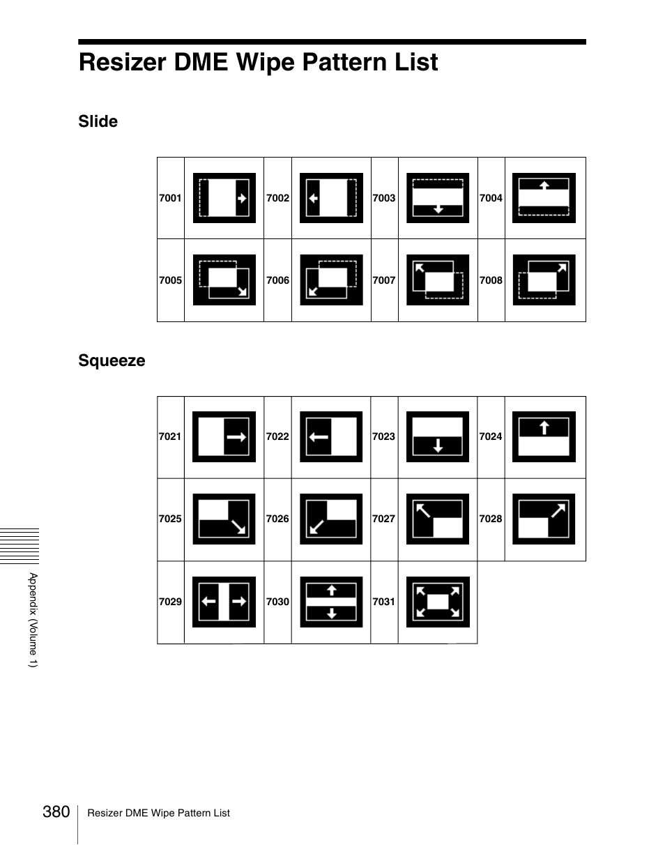 Resizer dme wipe pattern list, Slide squeeze | Sony Multi Interface Shoe Adapter User Manual | Page 380 / 1094