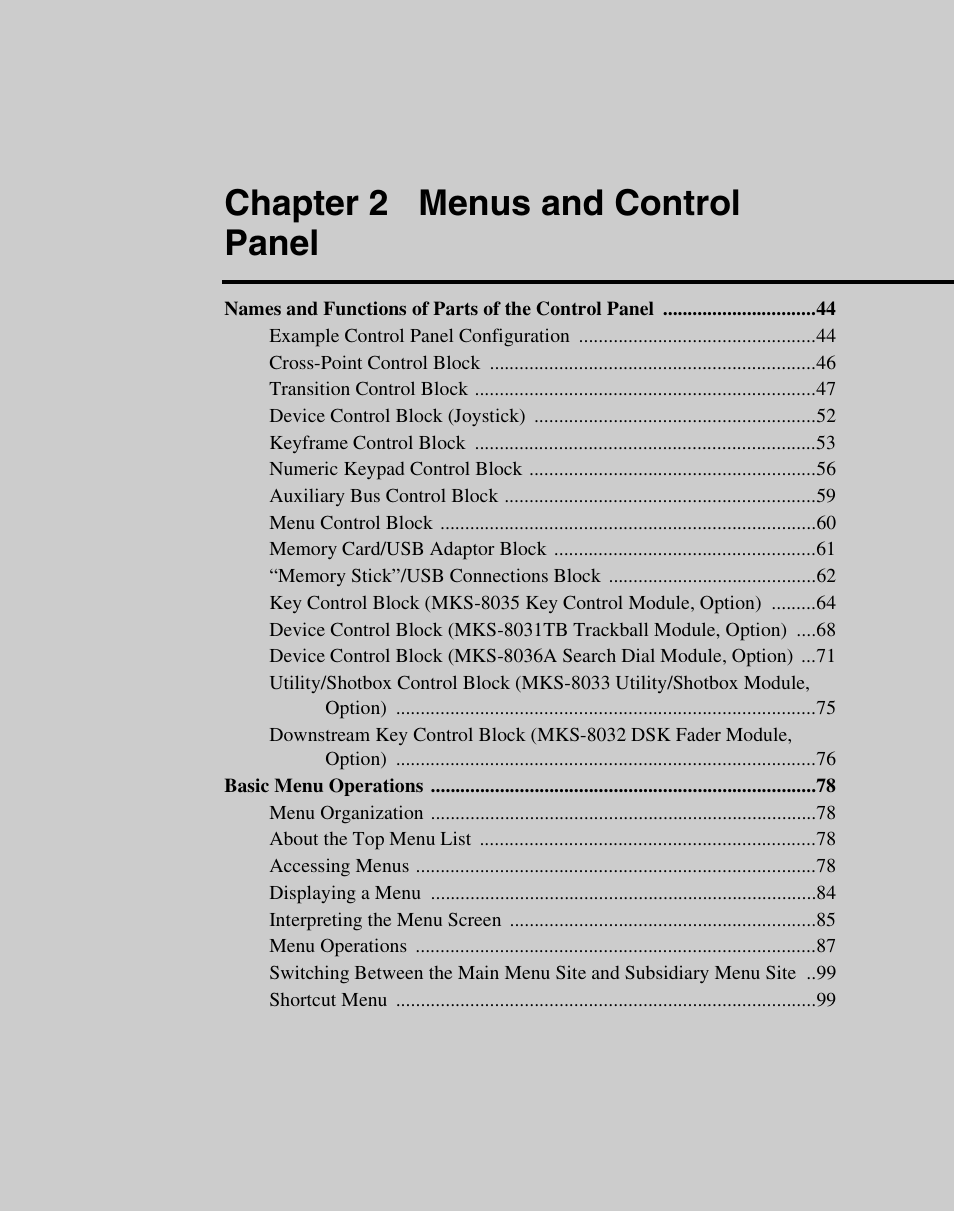 Chapter 2 menus and control panel | Sony Multi Interface Shoe Adapter User Manual | Page 43 / 1094