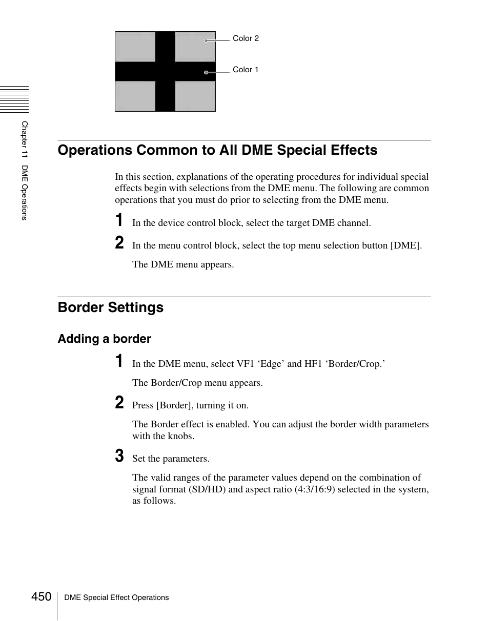 Operations common to all dme special effects, Border settings | Sony Multi Interface Shoe Adapter User Manual | Page 450 / 1094