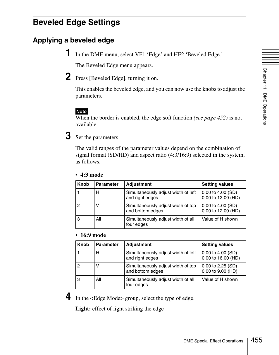 Beveled edge settings, Applying a beveled edge | Sony Multi Interface Shoe Adapter User Manual | Page 455 / 1094