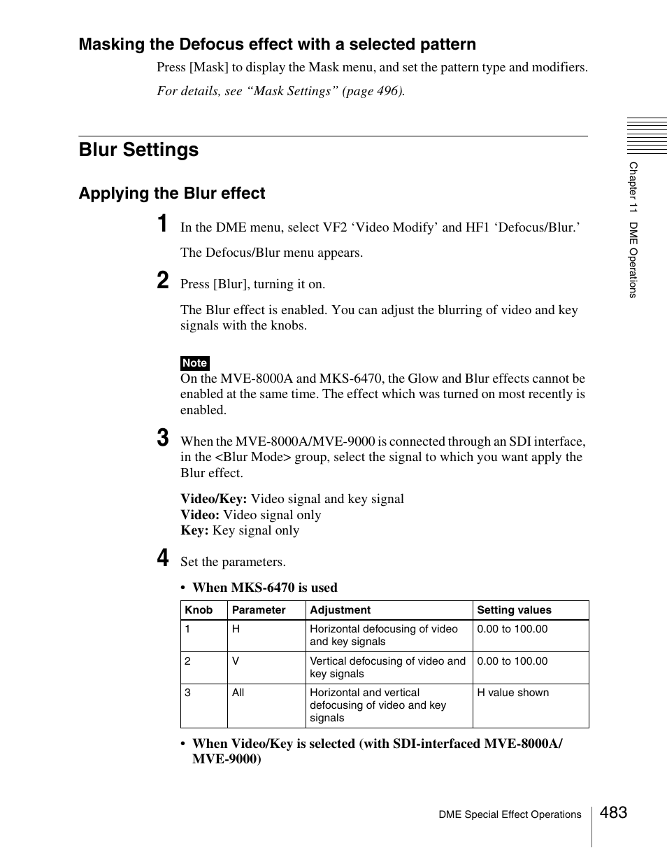 Blur settings, Masking the defocus effect with a selected pattern, Applying the blur effect | Sony Multi Interface Shoe Adapter User Manual | Page 483 / 1094