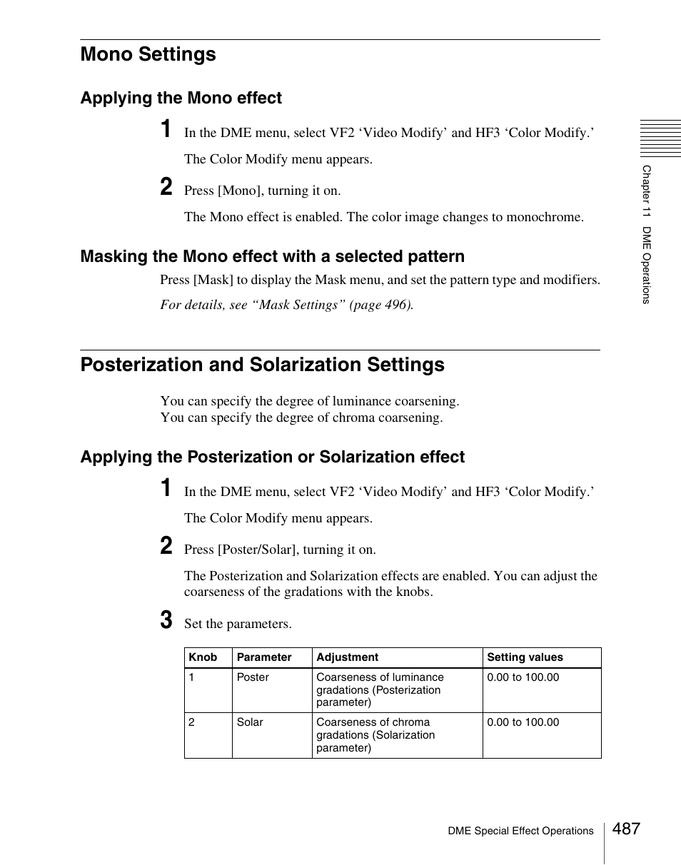 Mono settings, Posterization and solarization settings | Sony Multi Interface Shoe Adapter User Manual | Page 487 / 1094