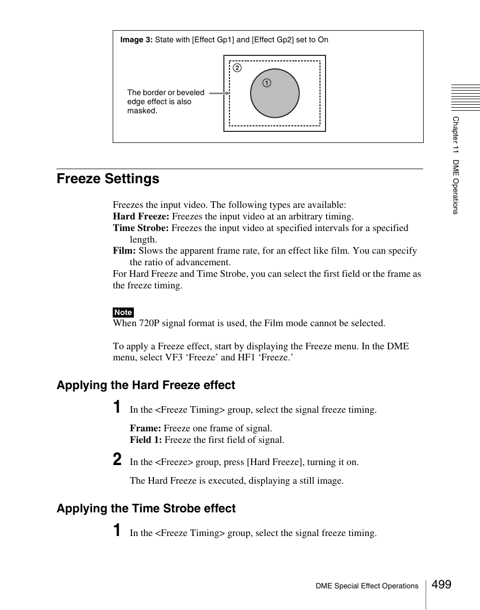 Freeze settings, Applying the hard freeze effect, Applying the time strobe effect | Sony Multi Interface Shoe Adapter User Manual | Page 499 / 1094