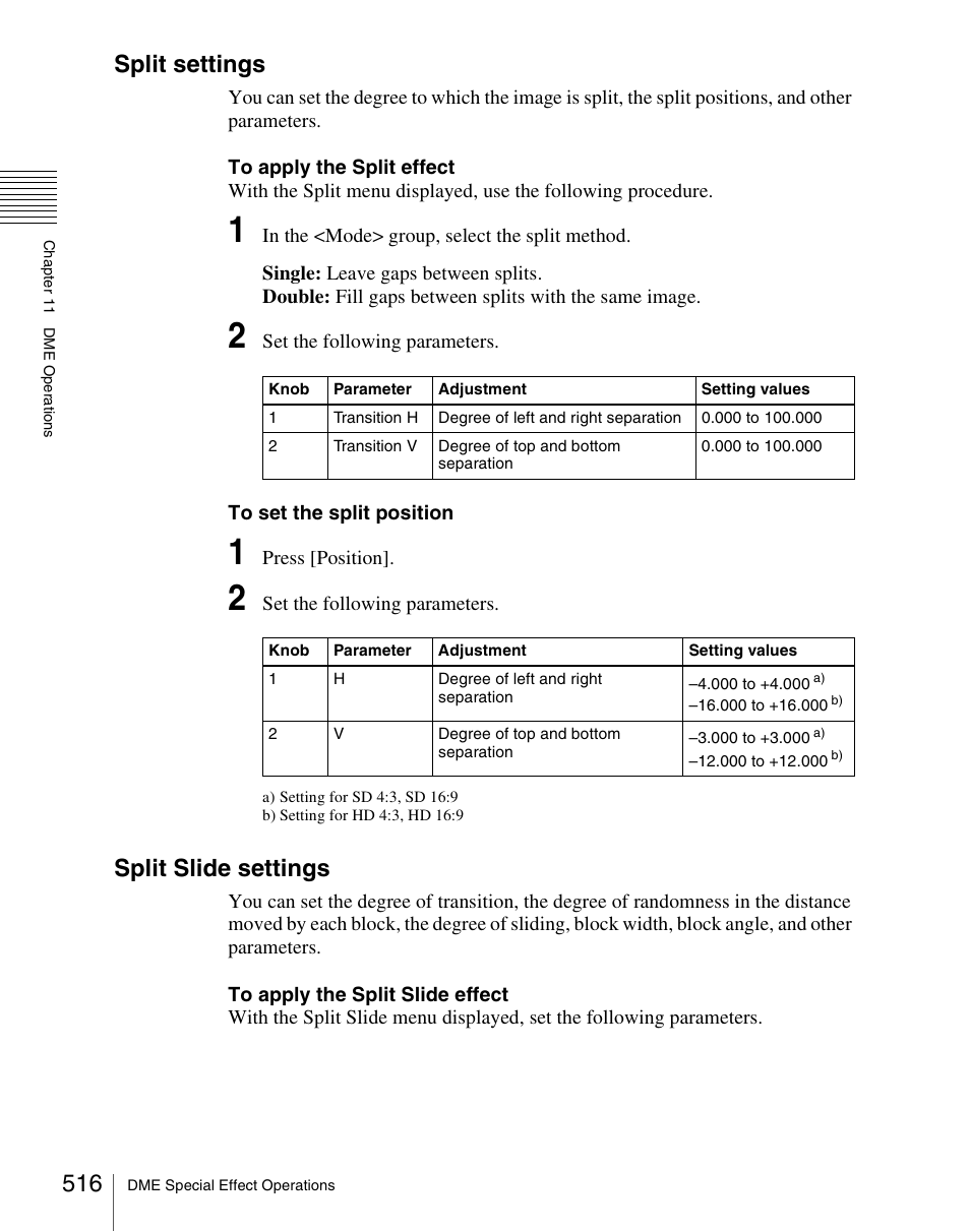 Split settings, Split slide settings | Sony Multi Interface Shoe Adapter User Manual | Page 516 / 1094