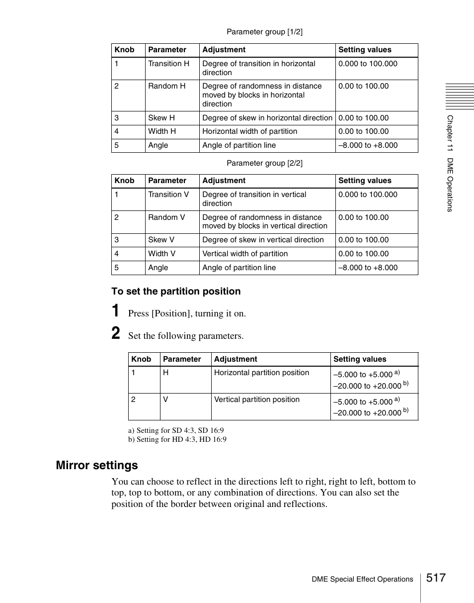 Mirror settings | Sony Multi Interface Shoe Adapter User Manual | Page 517 / 1094