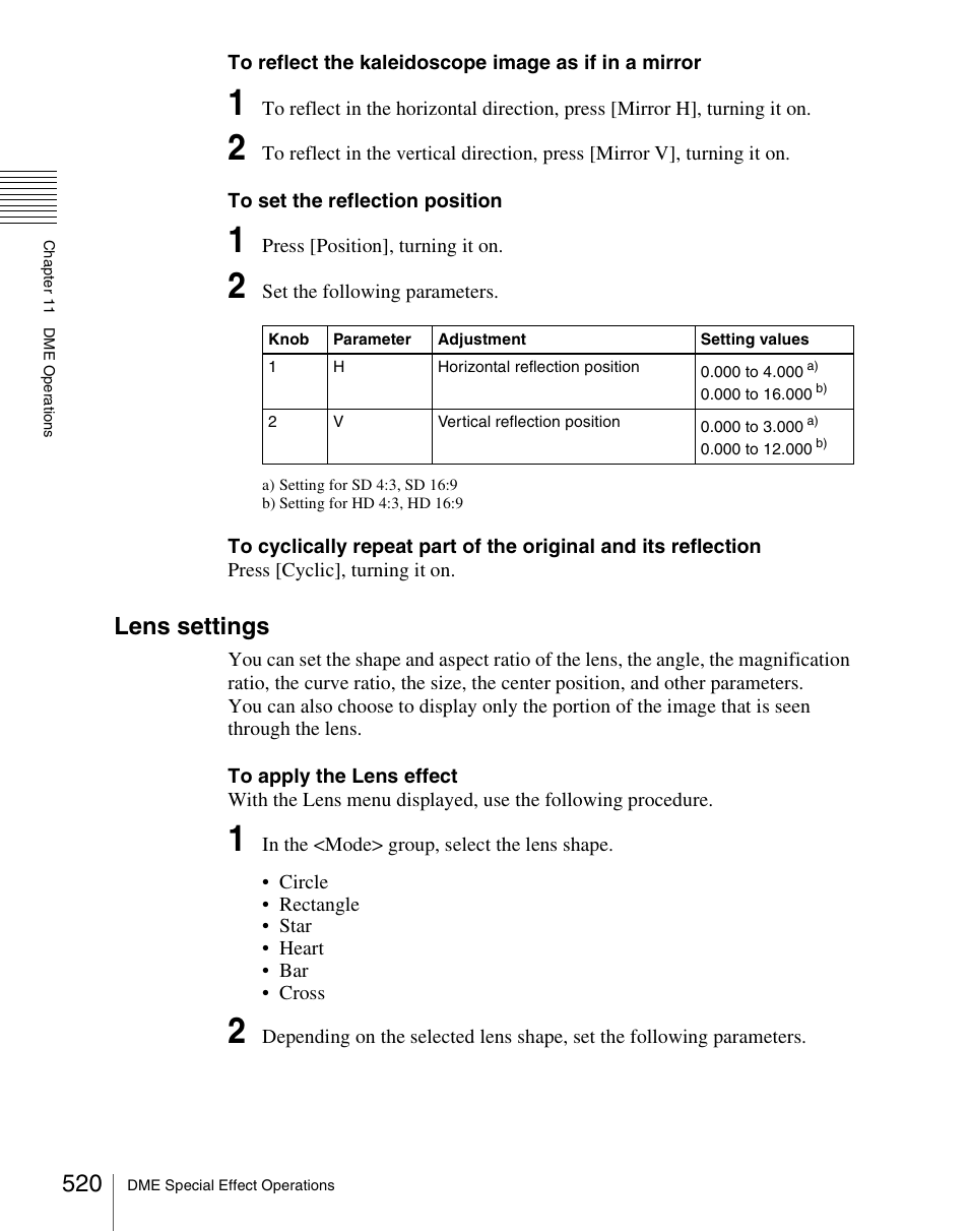 Lens settings | Sony Multi Interface Shoe Adapter User Manual | Page 520 / 1094