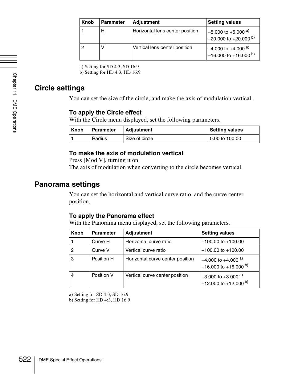 Circle settings, Panorama settings | Sony Multi Interface Shoe Adapter User Manual | Page 522 / 1094