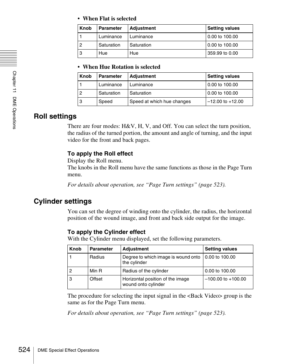 Roll settings, Cylinder settings | Sony Multi Interface Shoe Adapter User Manual | Page 524 / 1094