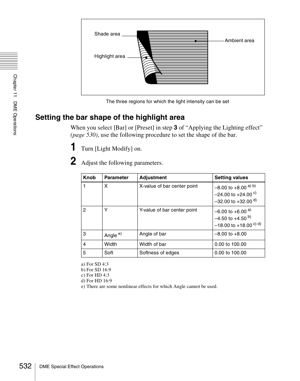 Setting the bar shape of the highlight area | Sony Multi Interface Shoe Adapter User Manual | Page 532 / 1094