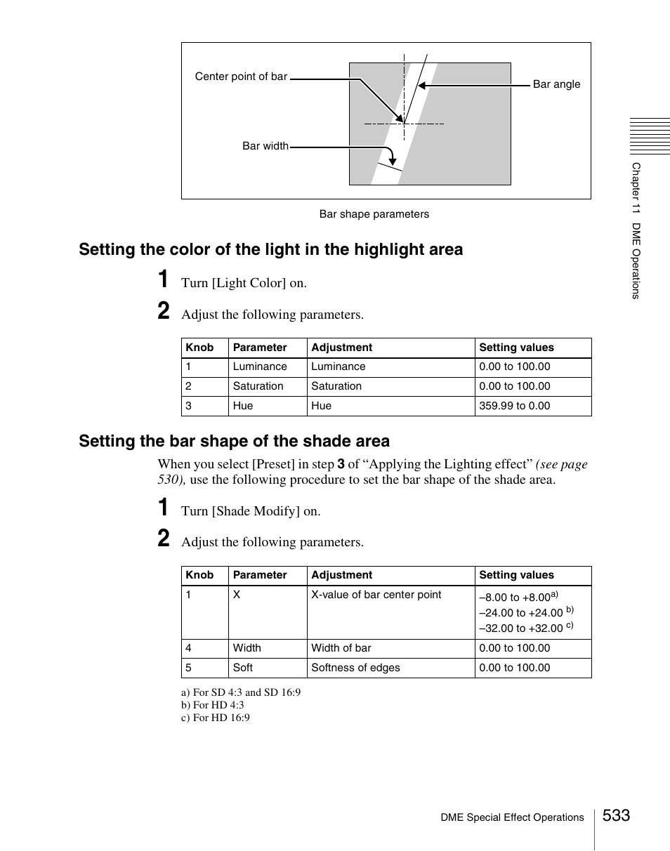 Setting the bar shape of the shade area | Sony Multi Interface Shoe Adapter User Manual | Page 533 / 1094