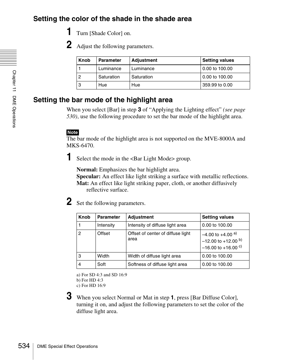 Setting the color of the shade in the shade area, Setting the bar mode of the highlight area | Sony Multi Interface Shoe Adapter User Manual | Page 534 / 1094