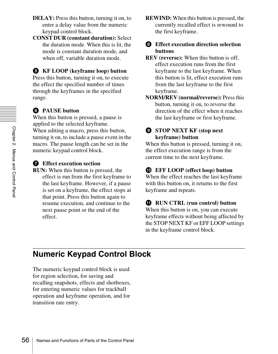 Numeric keypad control block | Sony Multi Interface Shoe Adapter User Manual | Page 56 / 1094