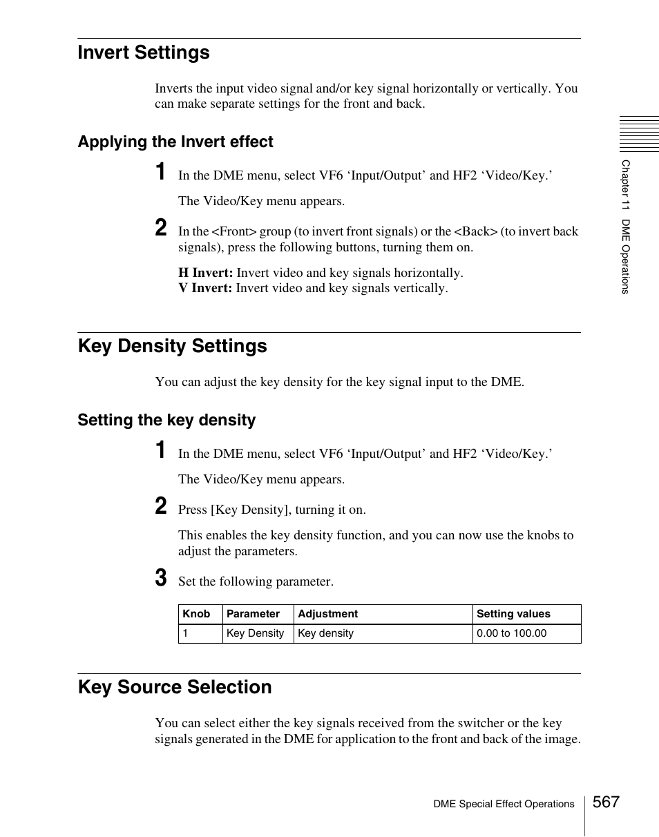 Invert settings, Key density settings, Key source selection | Sony Multi Interface Shoe Adapter User Manual | Page 567 / 1094