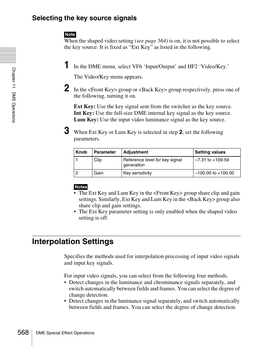 Interpolation settings, Selecting the key source signals | Sony Multi Interface Shoe Adapter User Manual | Page 568 / 1094