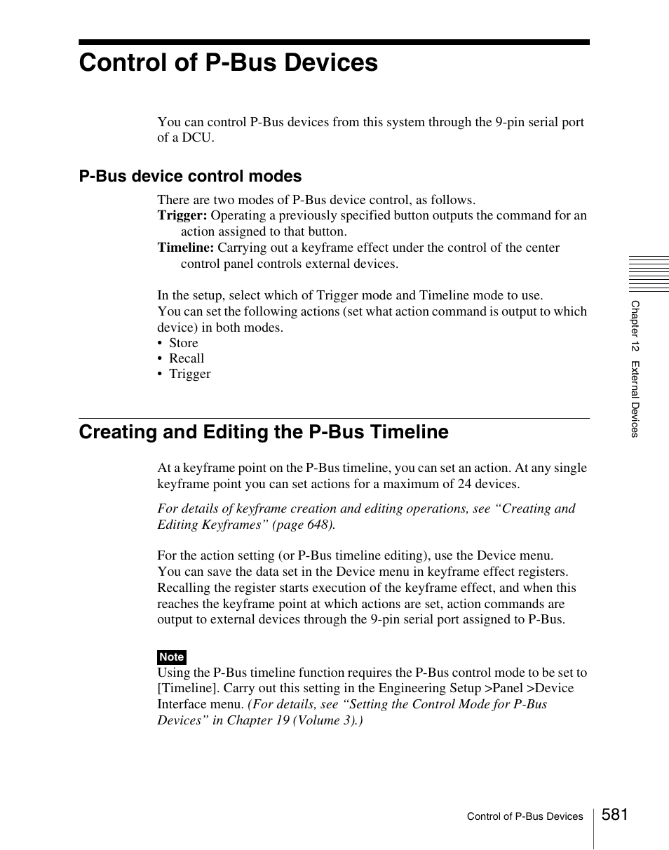 Control of p-bus devices, Creating and editing the p-bus timeline, P-bus device control modes | Sony Multi Interface Shoe Adapter User Manual | Page 581 / 1094