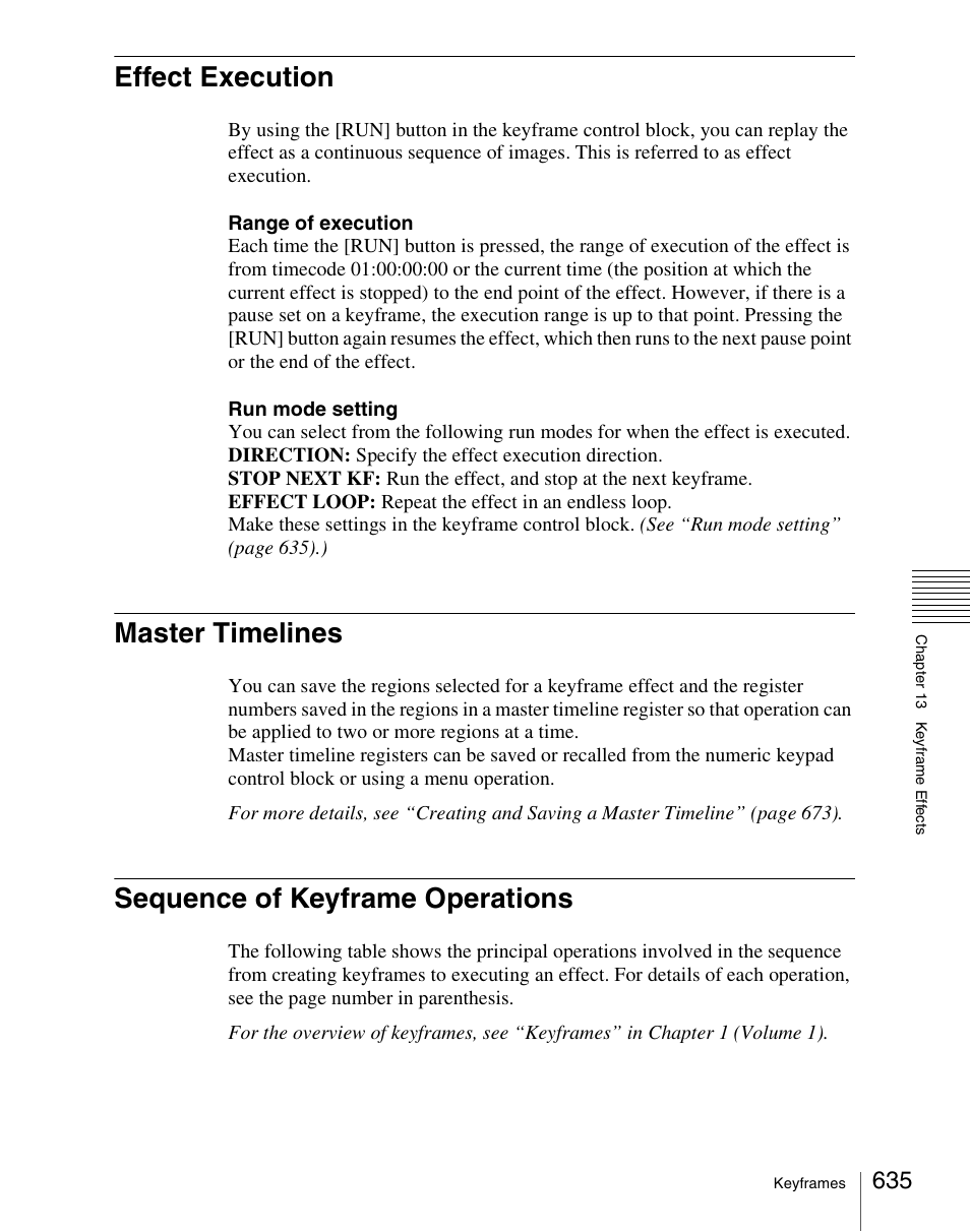 Effect execution, Master timelines, Sequence of keyframe operations | Sony Multi Interface Shoe Adapter User Manual | Page 635 / 1094