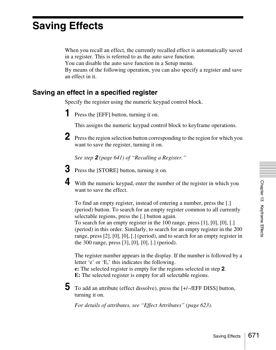 Saving effects, Saving an effect in a specified register | Sony Multi Interface Shoe Adapter User Manual | Page 671 / 1094