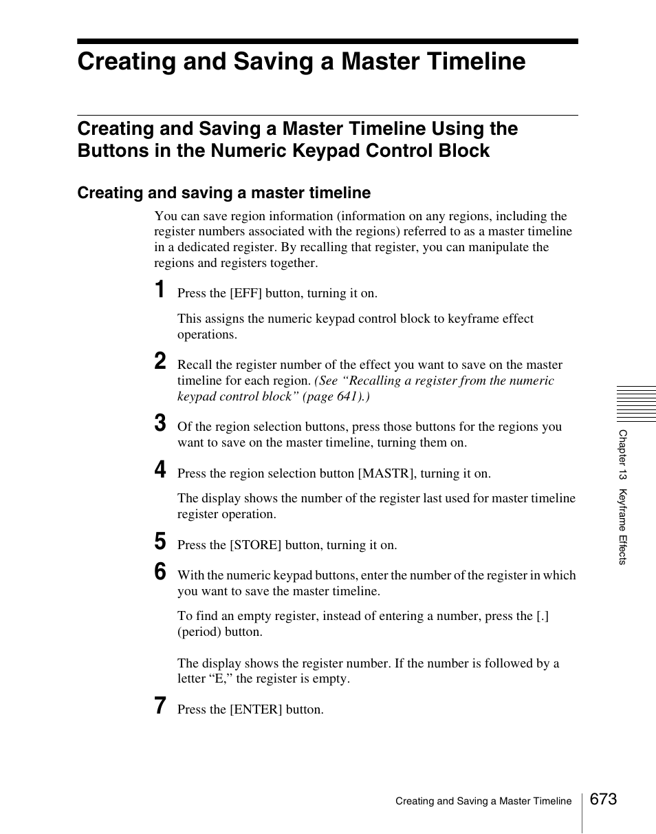 Creating and saving a master timeline, Keypad control block, Creating and saving a | Sony Multi Interface Shoe Adapter User Manual | Page 673 / 1094