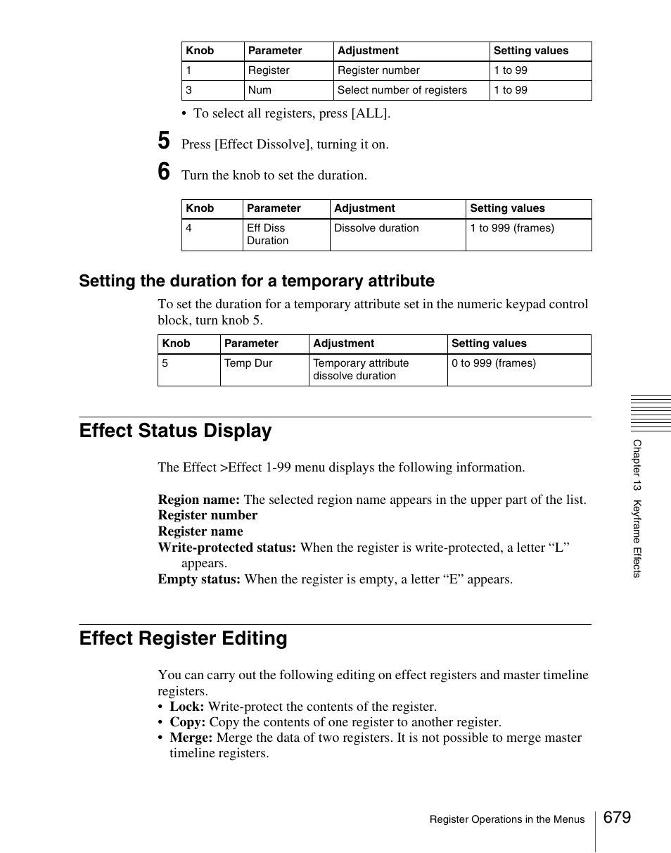 Effect status display, Effect register editing, Effect status display effect register editing | Setting the duration for a temporary attribute | Sony Multi Interface Shoe Adapter User Manual | Page 679 / 1094