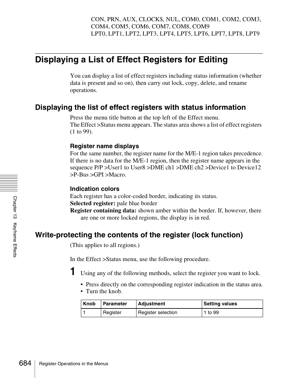 Displaying a list of effect registers for editing | Sony Multi Interface Shoe Adapter User Manual | Page 684 / 1094