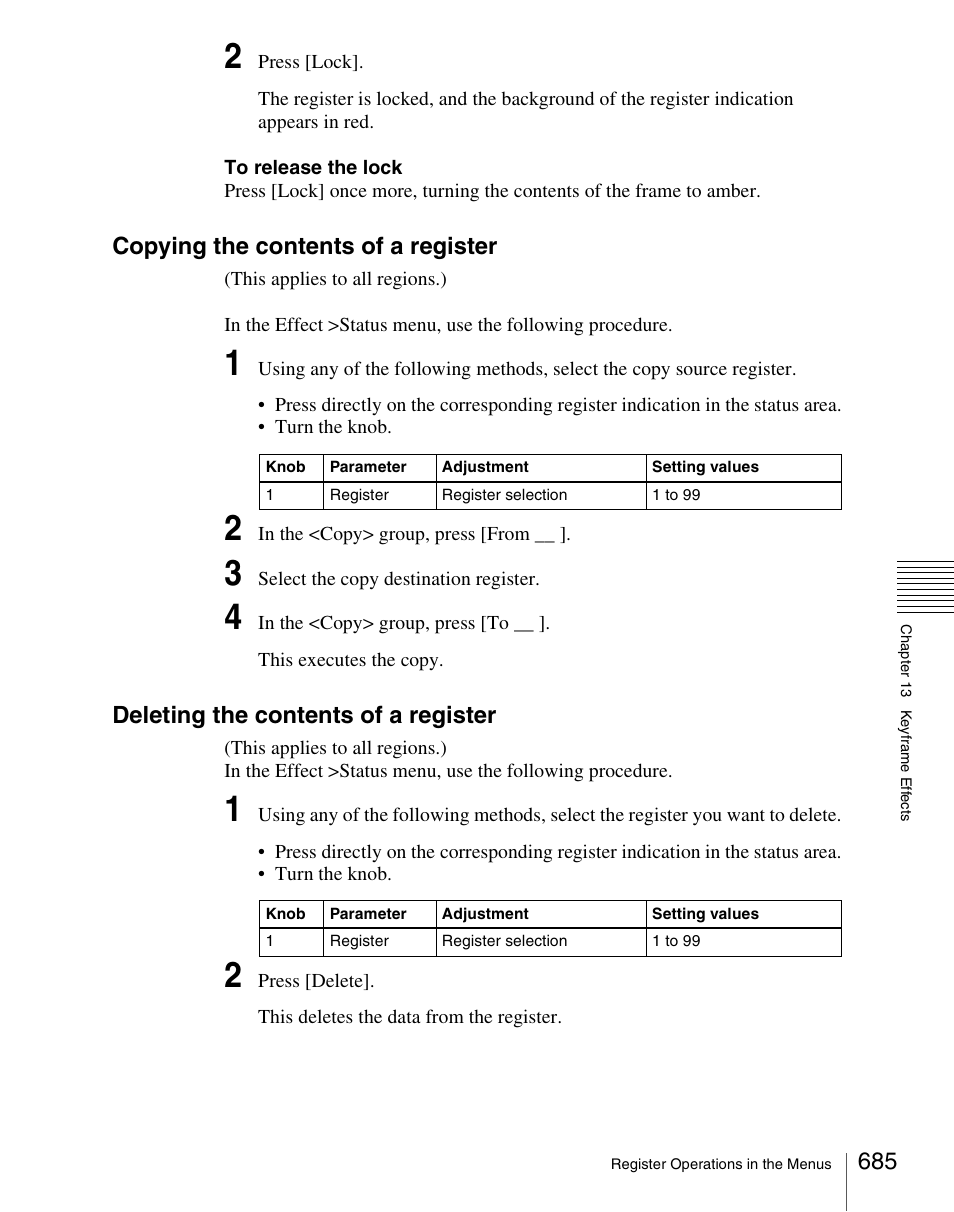 Copying the contents of a register, Deleting the contents of a register | Sony Multi Interface Shoe Adapter User Manual | Page 685 / 1094