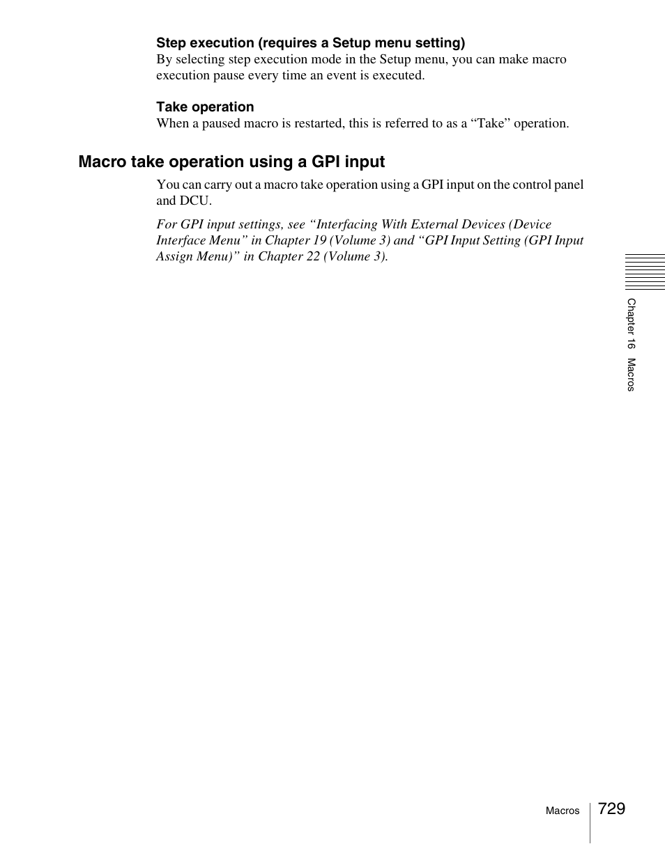 Macro take operation using a gpi input | Sony Multi Interface Shoe Adapter User Manual | Page 729 / 1094