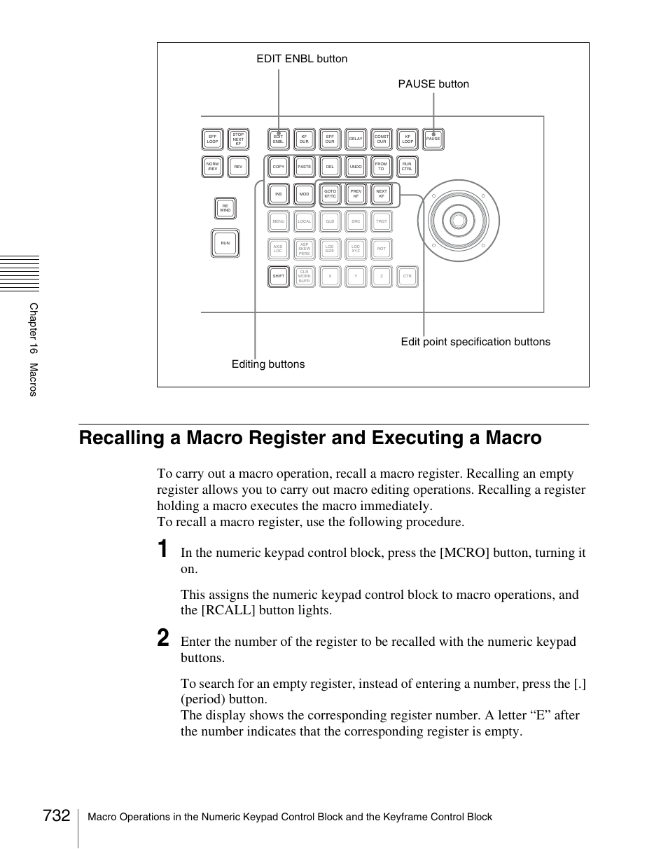 Recalling a macro register and executing a macro | Sony Multi Interface Shoe Adapter User Manual | Page 732 / 1094