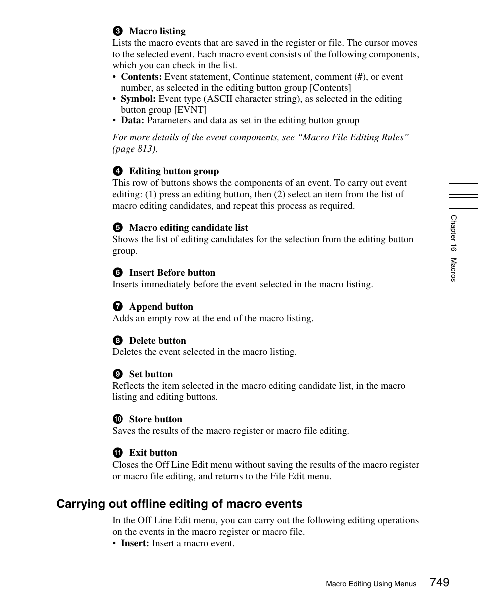 Carrying out offline editing of macro events | Sony Multi Interface Shoe Adapter User Manual | Page 749 / 1094