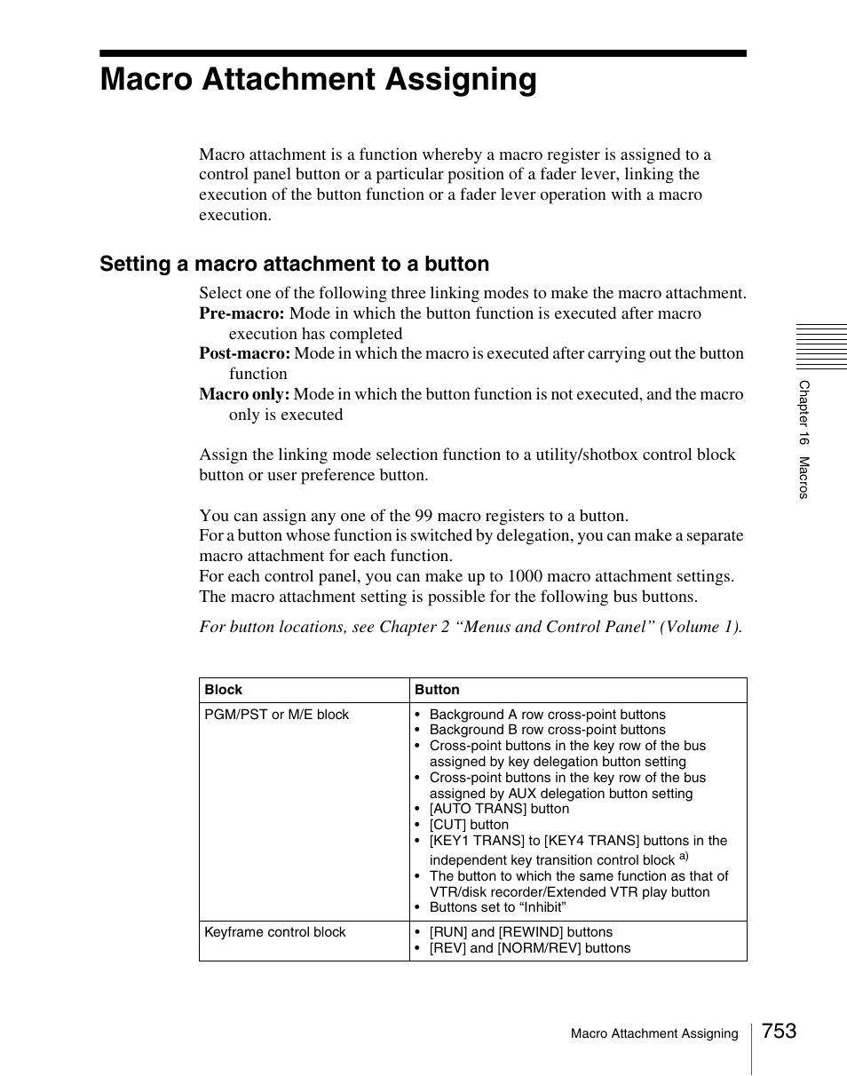 Macro attachment assigning, Setting a macro attachment to a button | Sony Multi Interface Shoe Adapter User Manual | Page 753 / 1094