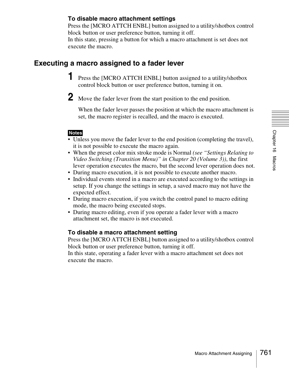 Executing a macro assigned to a fader lever | Sony Multi Interface Shoe Adapter User Manual | Page 761 / 1094