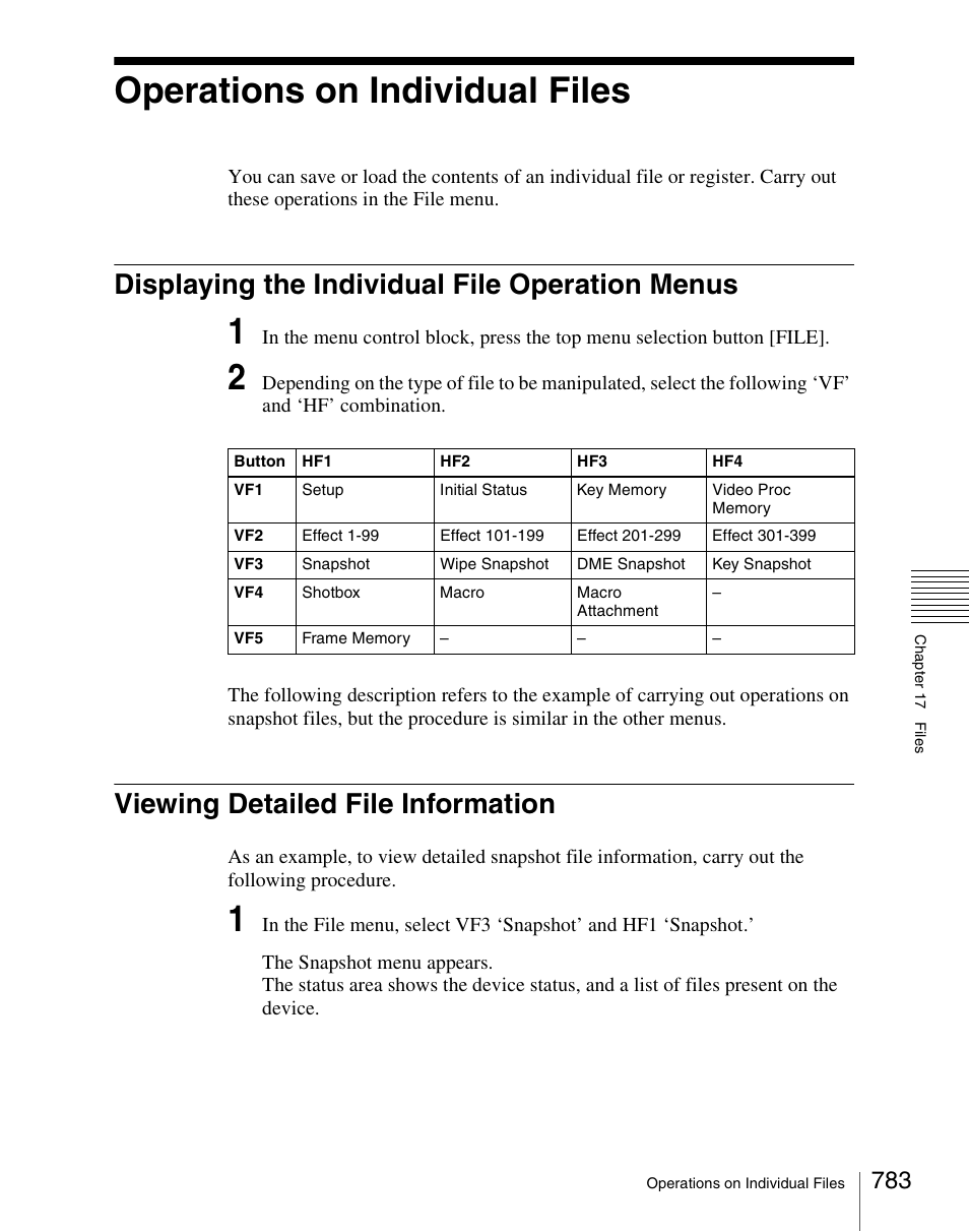 Operations on individual files, Displaying the individual file operation menus, Viewing detailed file information | Sony Multi Interface Shoe Adapter User Manual | Page 783 / 1094