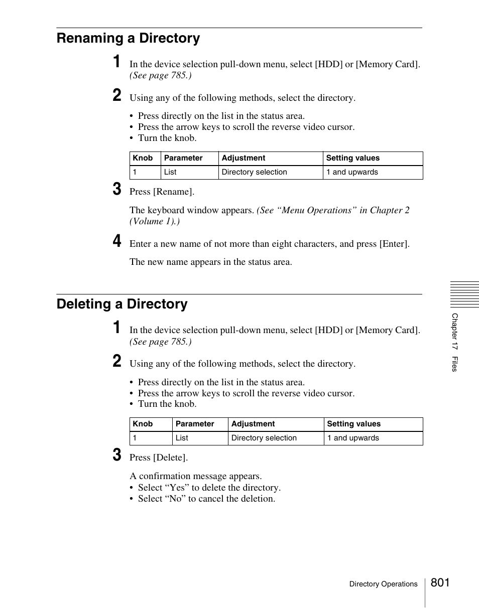 Renaming a directory, Deleting a directory, Renaming a directory deleting a directory | Sony Multi Interface Shoe Adapter User Manual | Page 801 / 1094