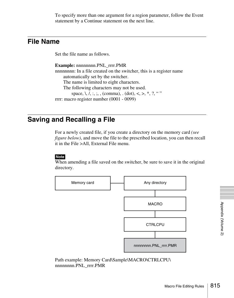 File name, Saving and recalling a file, File name saving and recalling a file | Sony Multi Interface Shoe Adapter User Manual | Page 815 / 1094