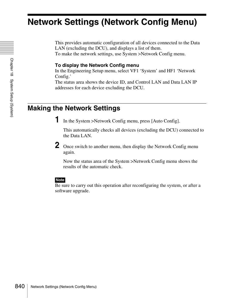 Network settings (network config menu), Making the network settings | Sony Multi Interface Shoe Adapter User Manual | Page 840 / 1094