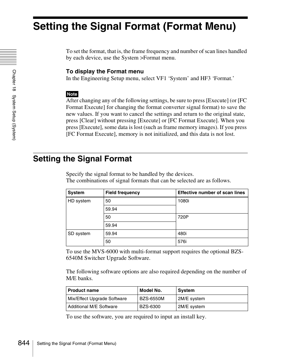 Setting the signal format (format menu), Setting the signal format | Sony Multi Interface Shoe Adapter User Manual | Page 844 / 1094