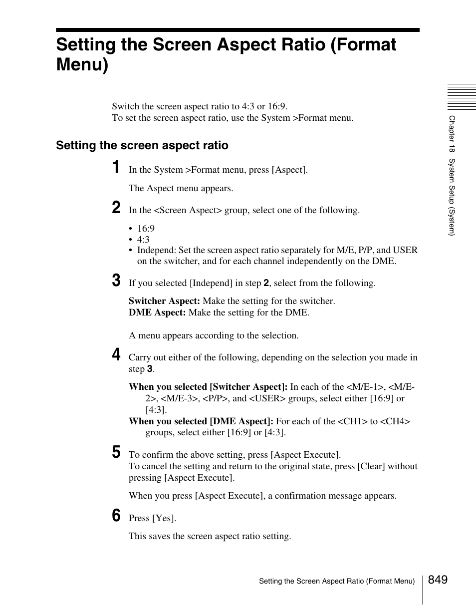 Setting the screen aspect ratio (format menu) | Sony Multi Interface Shoe Adapter User Manual | Page 849 / 1094