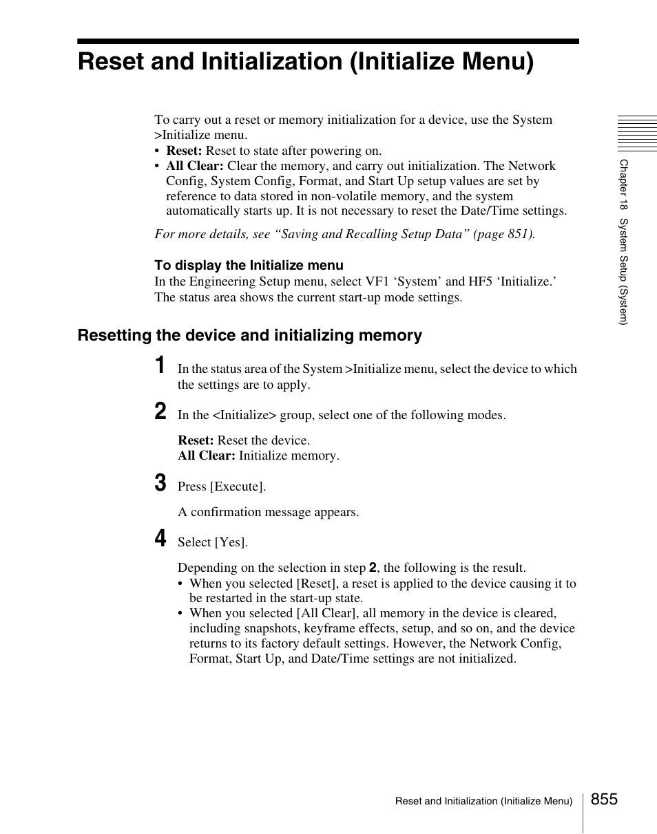 Reset and initialization (initialize menu) | Sony Multi Interface Shoe Adapter User Manual | Page 855 / 1094