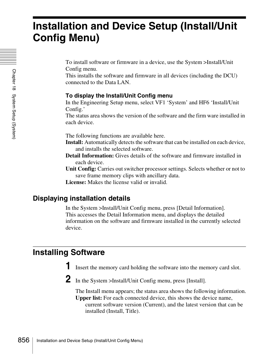 Installing software, Displaying installation details | Sony Multi Interface Shoe Adapter User Manual | Page 856 / 1094