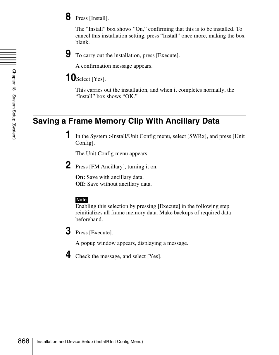 Saving a frame memory clip with ancillary data | Sony Multi Interface Shoe Adapter User Manual | Page 868 / 1094