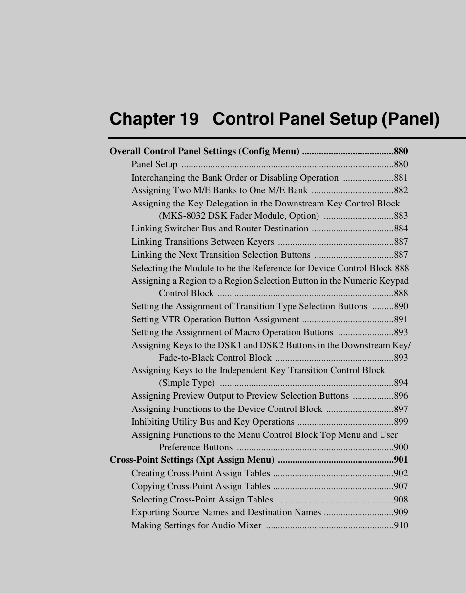 Chapter 19 control panel setup (panel) | Sony Multi Interface Shoe Adapter User Manual | Page 877 / 1094