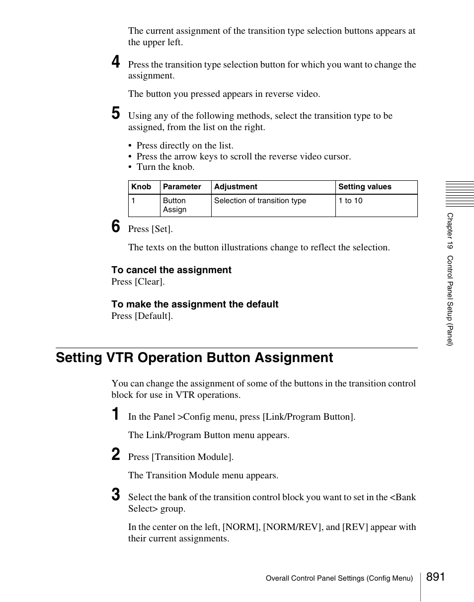 Setting vtr operation button assignment | Sony Multi Interface Shoe Adapter User Manual | Page 891 / 1094