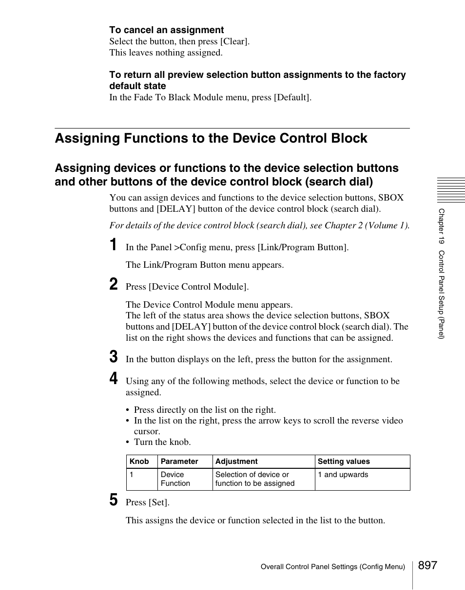 Assigning functions to the device control block | Sony Multi Interface Shoe Adapter User Manual | Page 897 / 1094