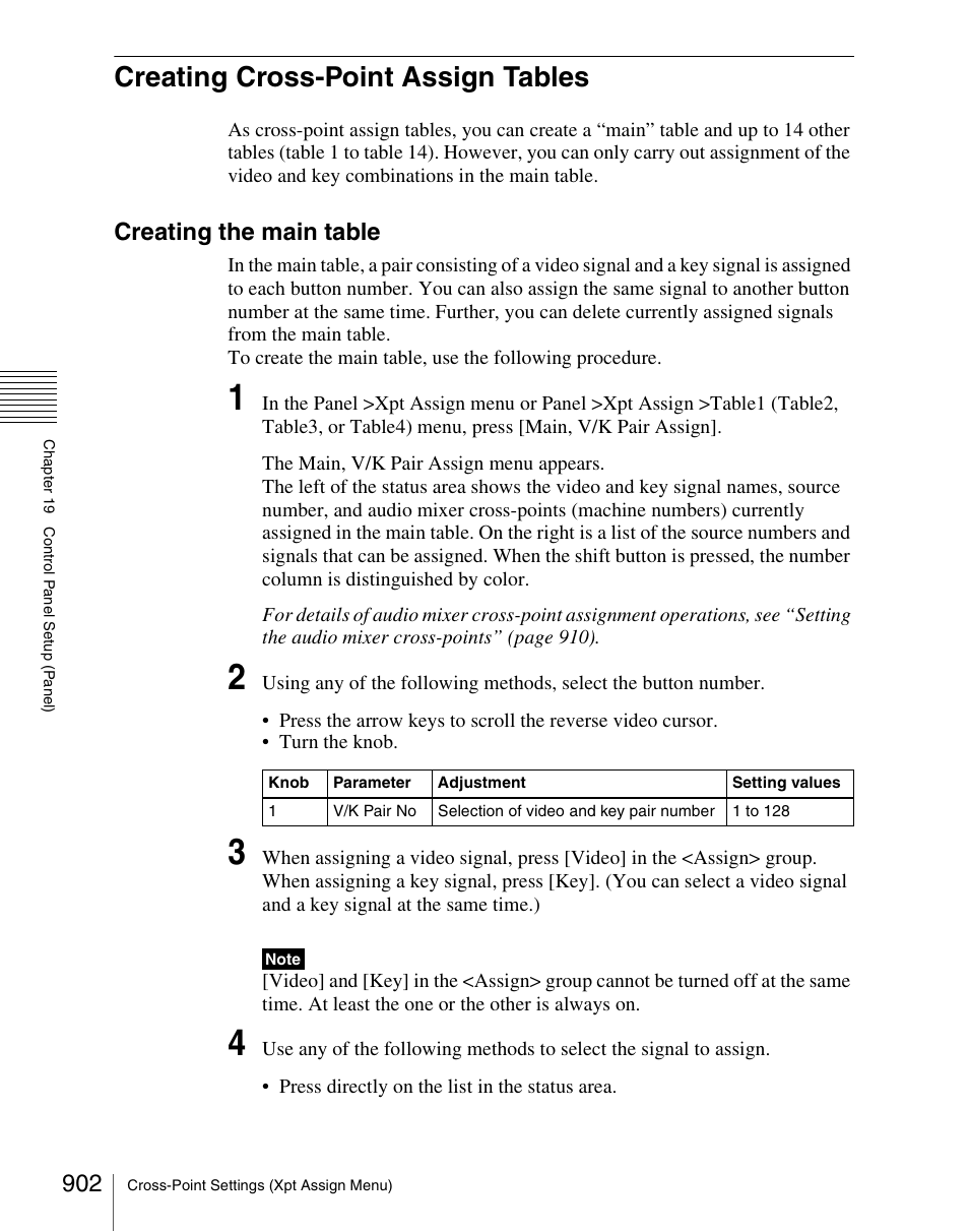 Creating cross-point assign tables, Creating the main table | Sony Multi Interface Shoe Adapter User Manual | Page 902 / 1094